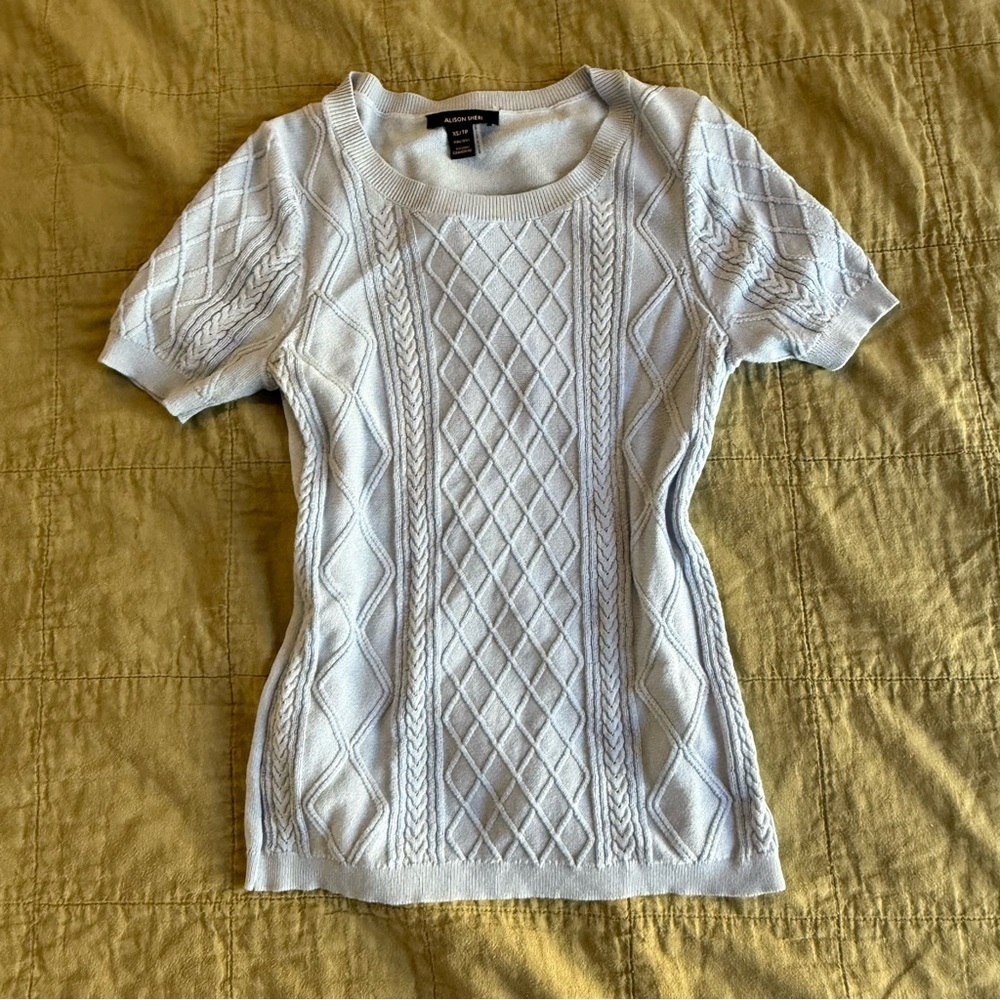 Alison Shrek | women's xsmall baby blue Short Sleeve Knit Top